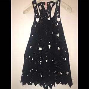 Black Floral Cutout Swimsuit Cover-Up
